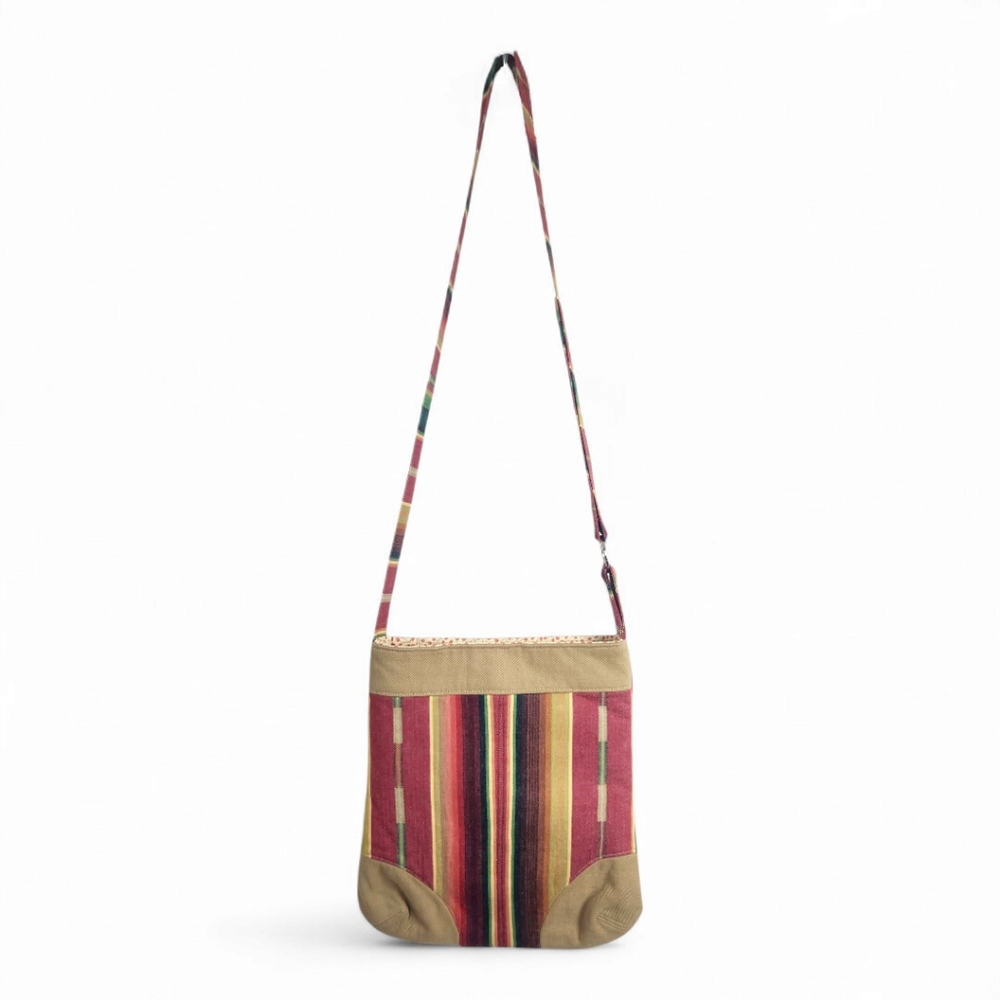 Handmade Tribal Crossbody Shoulder Bag Corduroy Boho Peruvian Southwestern Sarap